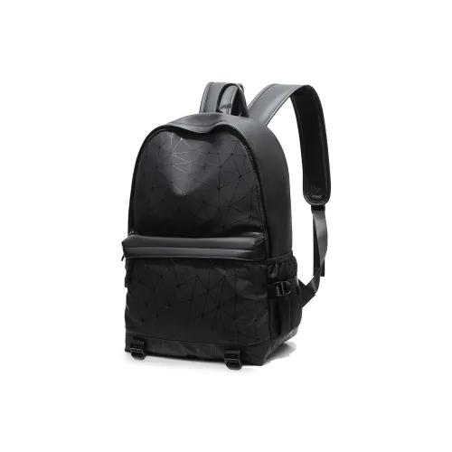 Slazenger PU Soft Leather Large Capacity Travel Bag Backpack Laptop Backpack Men's Dark Gray Black