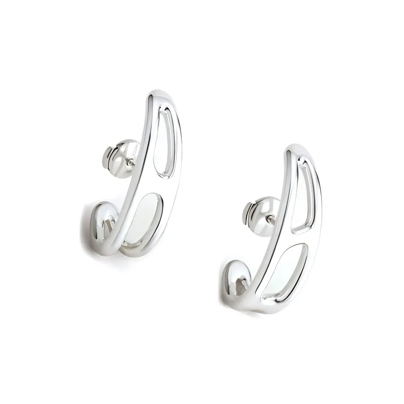 HERMES 925 Sterling Silver Earrings Women's Silver-1