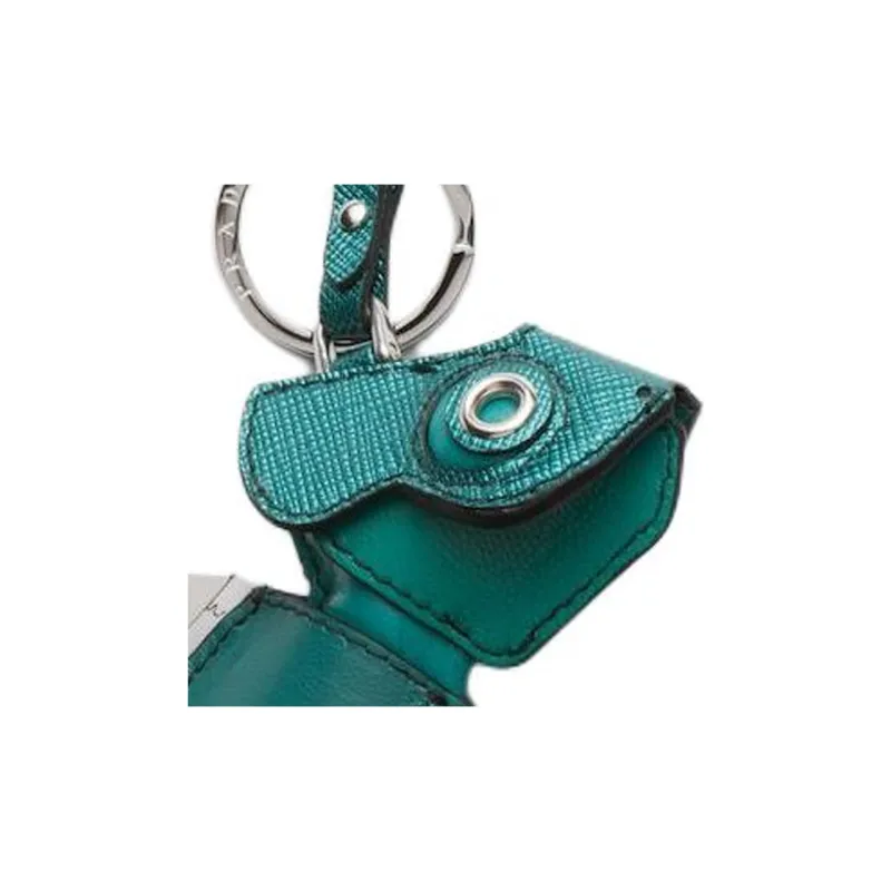 PRADA Leather Key Ring Bag Accessories Unisex Emerald Green-3