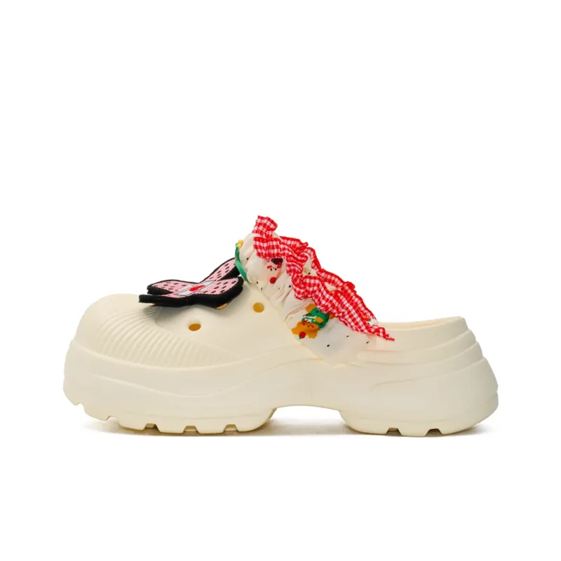 Bandage Princess Style Trendy Cave Shoes Women's Ecru Adjustable-0