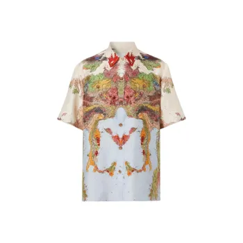 Burberry Map Graphic Print Silk Shirt