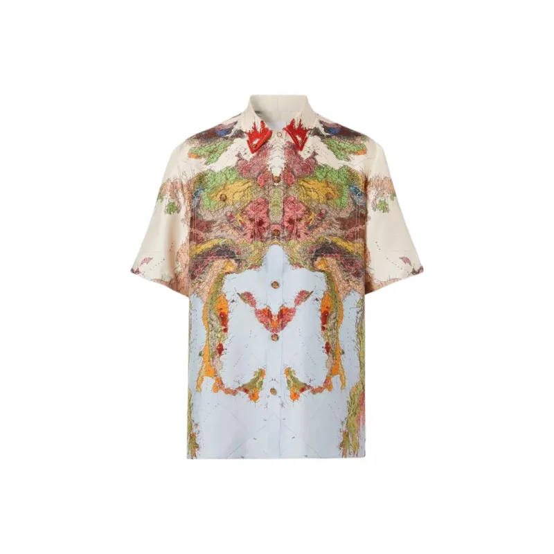 Burberry Map Graphic Print Silk Shirt-0