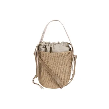 Chloe Calfskin Shoulder Bag, Crossbody Bag, Handbag Small Size Women's Brown & Natural