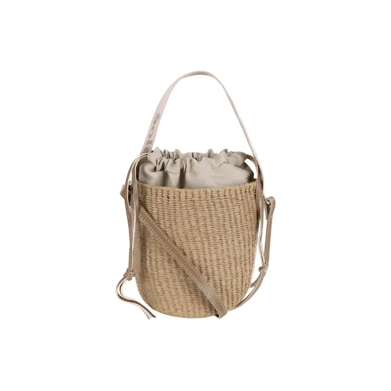 Chloe Calfskin Shoulder Bag, Crossbody Bag, Handbag Trumpets Women's Brown & Natural-0