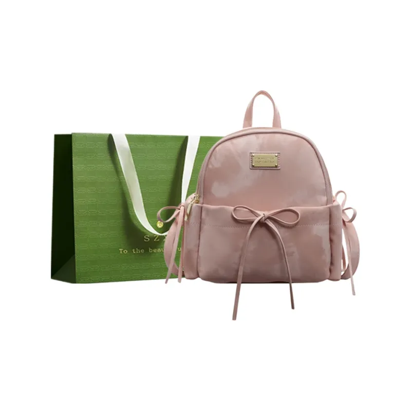 Three Ducklings PU Backpack Women's Ecru/Silver/Pink/Black-6