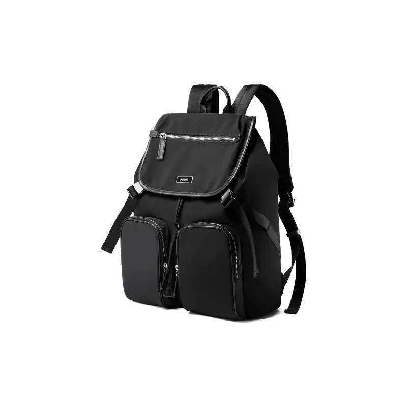Jeep Polyester With PU Backpack Regular Men's Black/Silver Gray/Khaki-1
