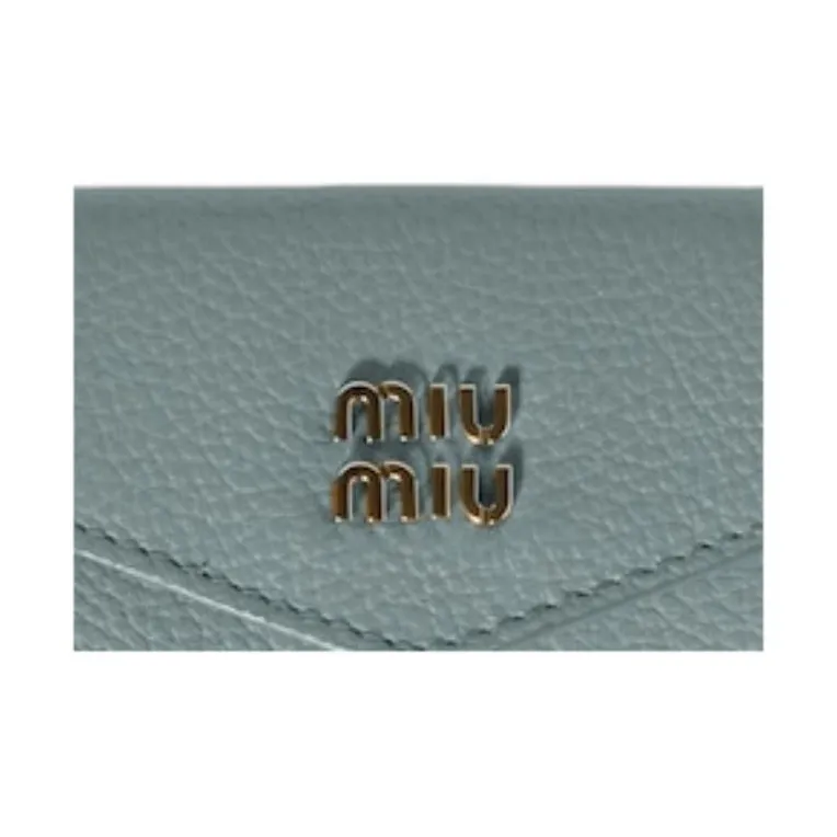 MIU MIU Cow Leather Wallet Small Size Unisex Light Green-4
