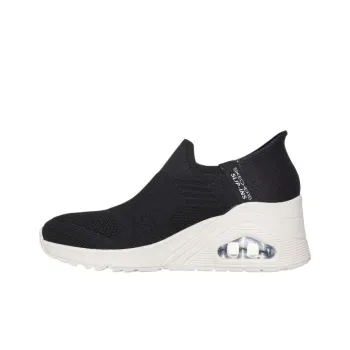 Skechers Uno Wedge   Kickin' Knit Low Top Casual Shoes Women's Black