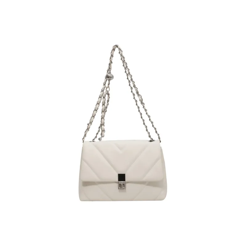 Single Warehouse PU Shoulder Bag Regular Women's Black/White/Ecru-7
