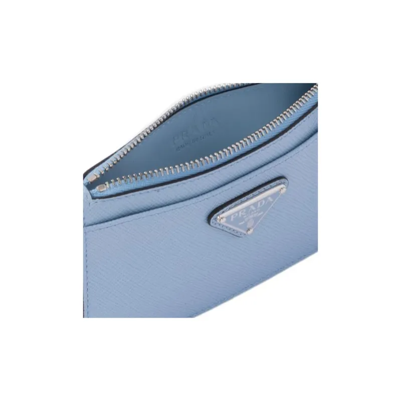 PRADA Saffiano Leather Card Holder Card Holder Men's Light Blue-5