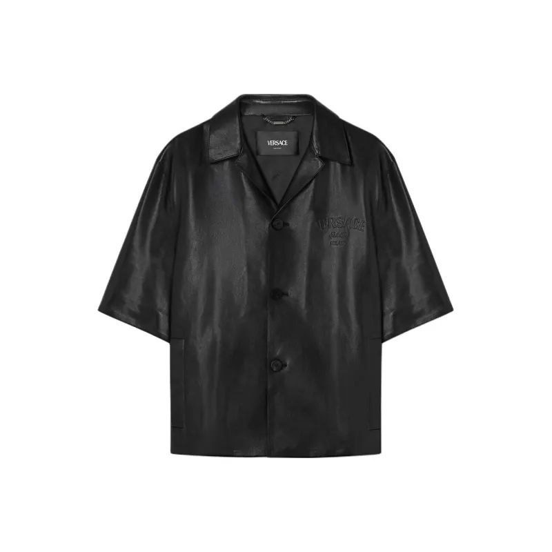 VERSACE Leather Blouson Overshirt-0
