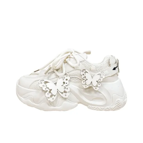 A&M Cushioning, Wear Resistant Low Top Chunky Sneakers Women's Beige