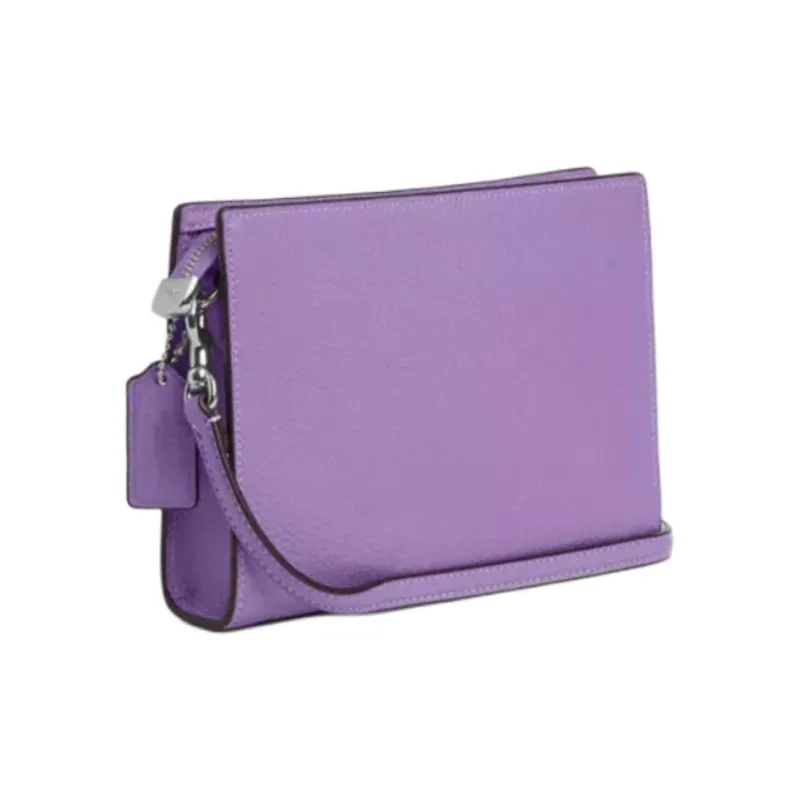 COACH Slim Crossbody Delicate Pebble Leather Shoulder Bag, Crossbody Bag Small Size Women's Purple-1