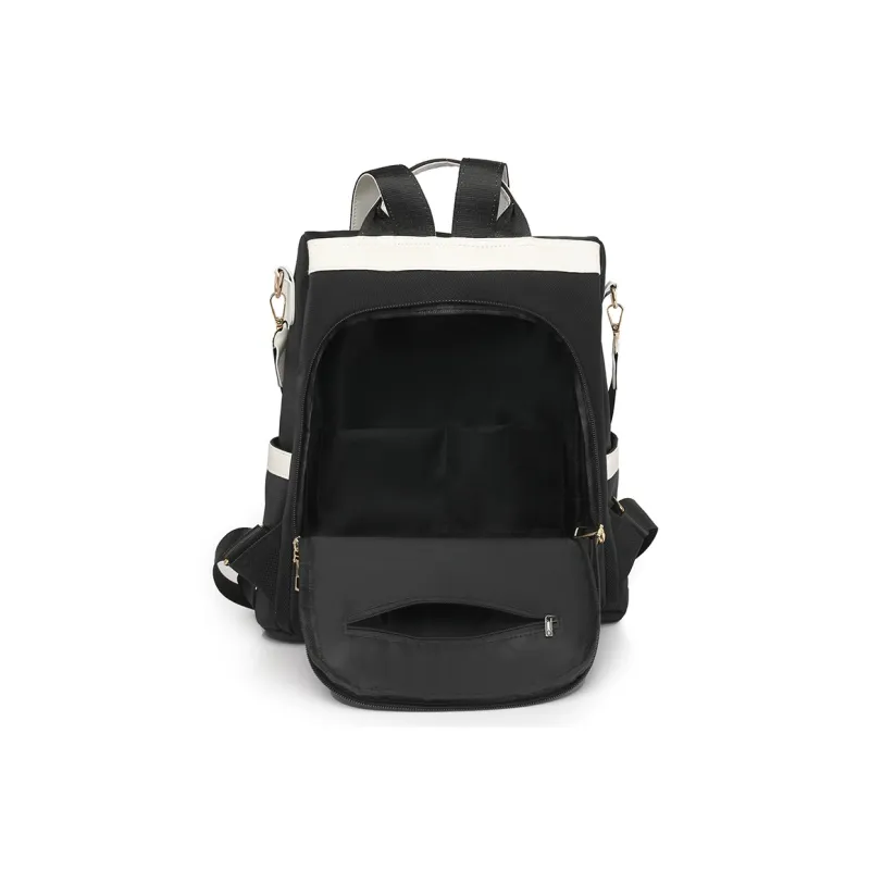 Single Warehouse PU Backpack Regular Unisex Black & White/Black & Brown/Caramel/Blue/Red/Pink-23