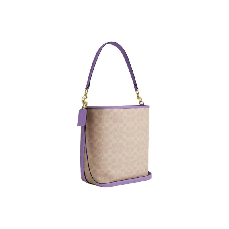 COACH City Coated Canvas Bag, Shoulder Bag, Crossbody Bag, Handbag Tubas Women's Sand With Iris Color-1