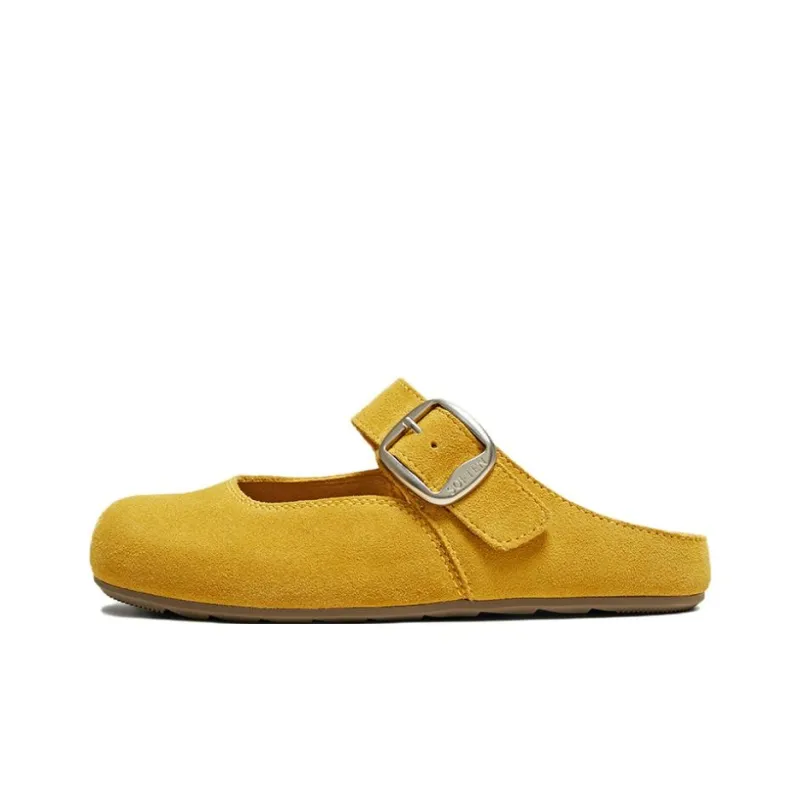 BASTO Rubber Sole Leather Patchwork Closed Toe Slippers Women's-0