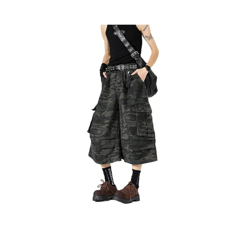 TESTUNG Fashion Versatile Shorts Unisex Classic Camouflage Stylish-0