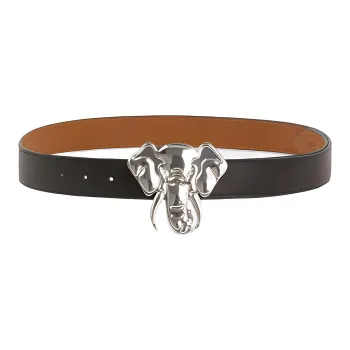 KENZO Individual Fashion Trendy Smooth Buckle Leather Belt Unisex Black/Brown Width: 4cm
