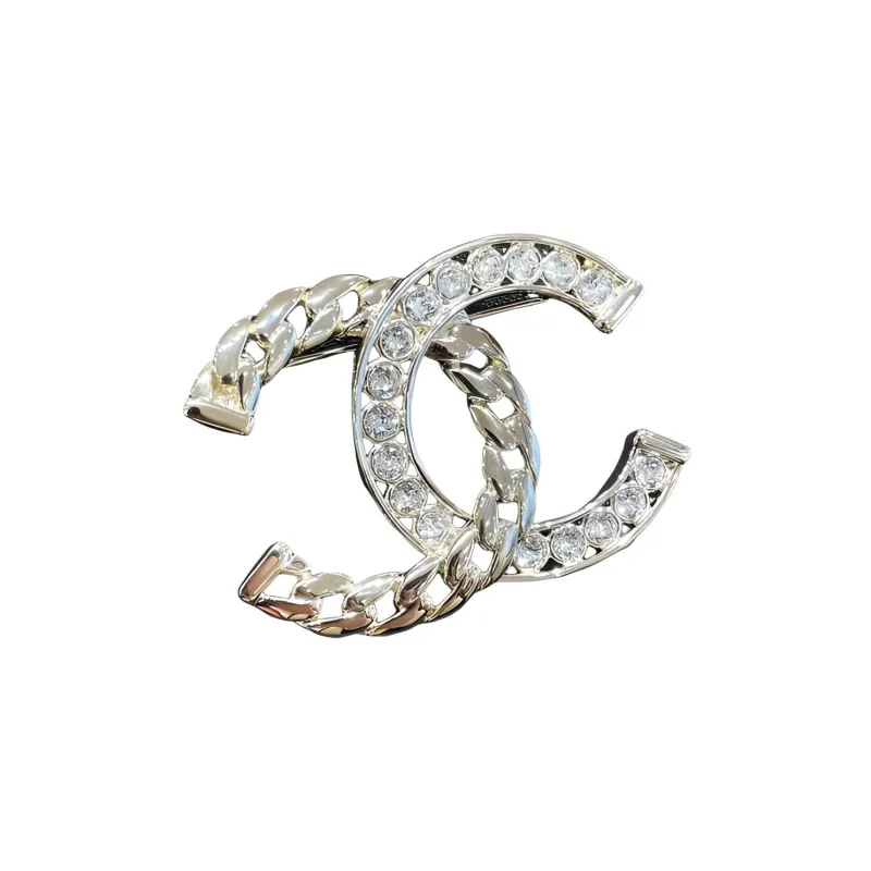CHANEL Rhinestone Brooches Women's Gold-4