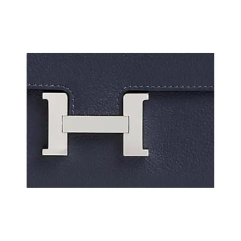 HERMES Constance To Go Silver Buckle Clutch Wallet, Shoulder Bag, Crossbody Bag Women's 2Z Bleu Nuit Midnight Blue-4