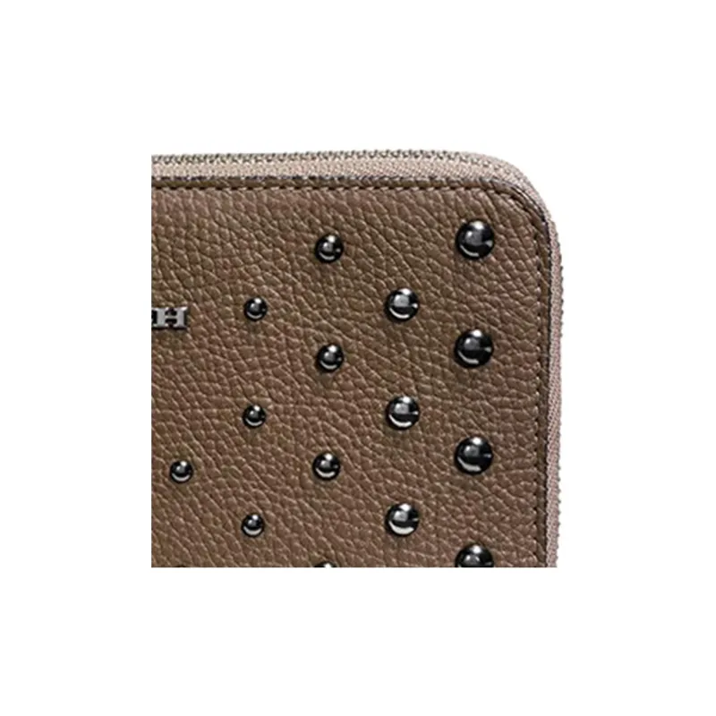 COACH Zip Around Leather Clutches Card Holder Wallet Medium Size Women's Dark Brown-3