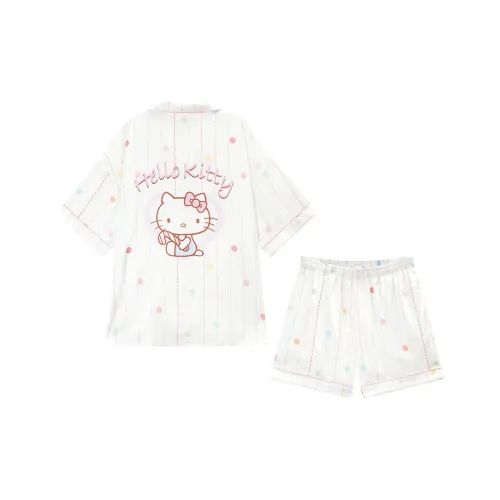 GUKOO x Hello Kitty Sanrio Series Pajama Set Women's Moon White