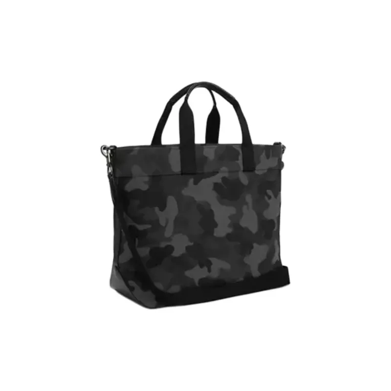 COACH Canvas With Smooth Leather Handbag Unisex Bronze & Gray-1