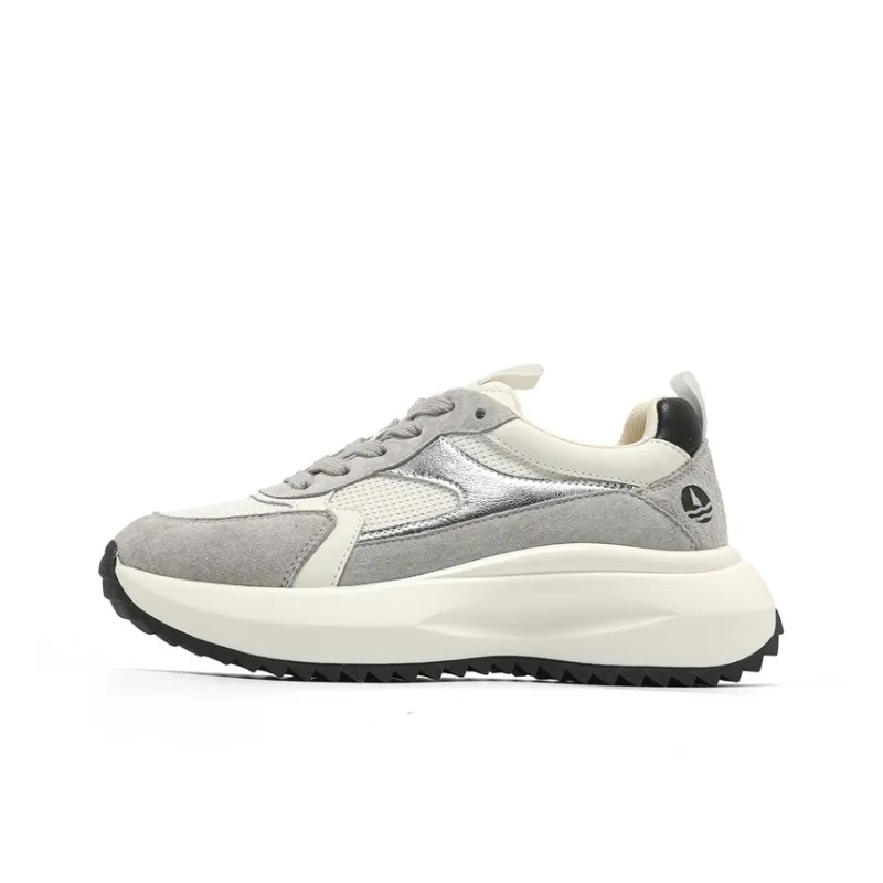 NAVIGARE Small Sailboats Height Increasing Low Top Casual Shoes Women's Light Gray White-0