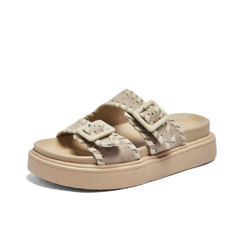 AGSDON Slide Slippers Women's Apricot/Chestnut-1