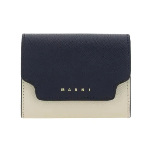 MARNI Cow Leather Wallet Women's Blue/White