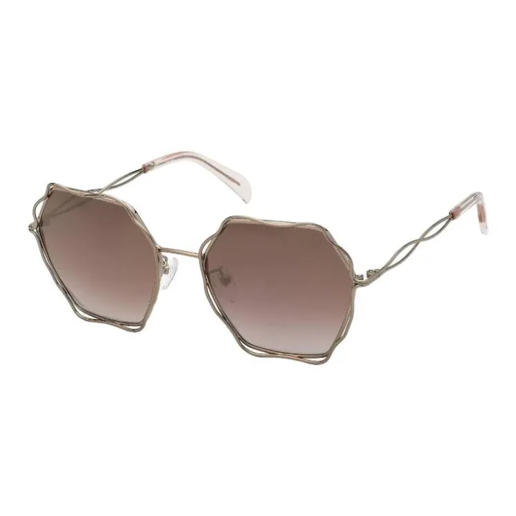 TAOSIXIONG Metal Irregular Shape Sunglasses Women's Gold-0