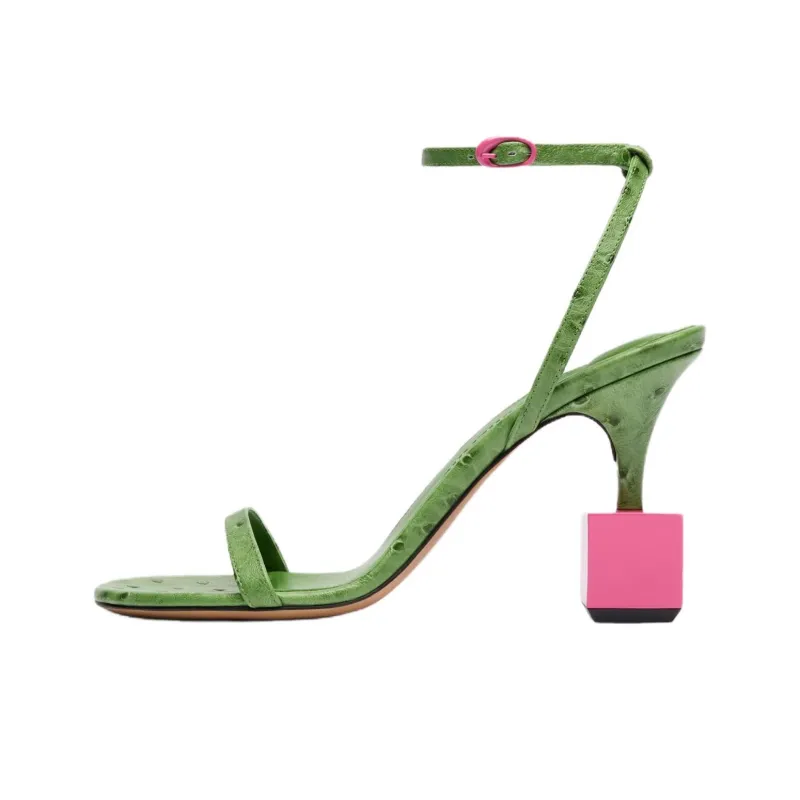 Jacquemus Bisou One Strap Sandals 9cm Women's Emerald Green-0