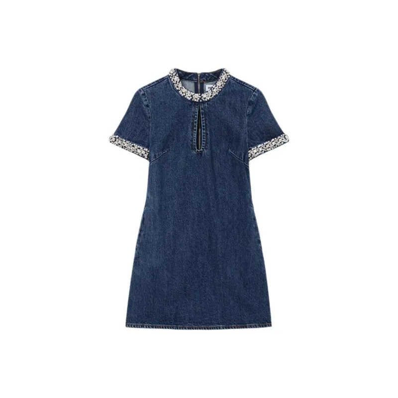Self portrait Embellished Denim Mini Dress-1