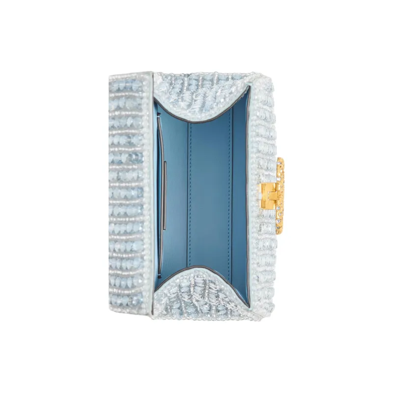 Valentino VSLING Glass Shoulder Bag, Crossbody Bag, Handbag Mini Women's Sapphire & Light Blue-5