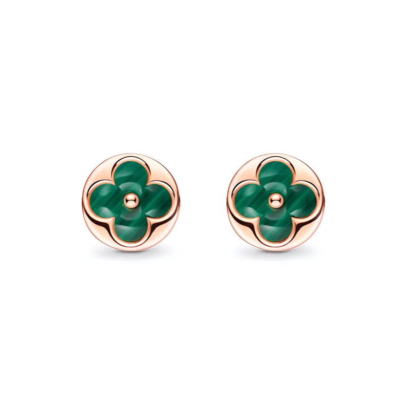 Lv Color Blossom Bb Sun Ear Stud Pink Gold And Malachite Per Unit-1