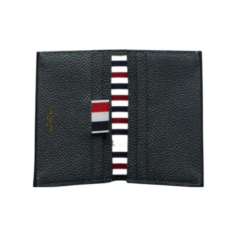 THOM BROWNE· Calfskin Full Grain Leather Card Holder Regular Men's Gray-2
