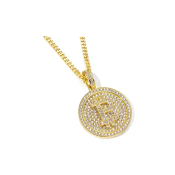 CASH HOOKED Fully Rhinestone Embellished Bitcoin Pendants Unisex