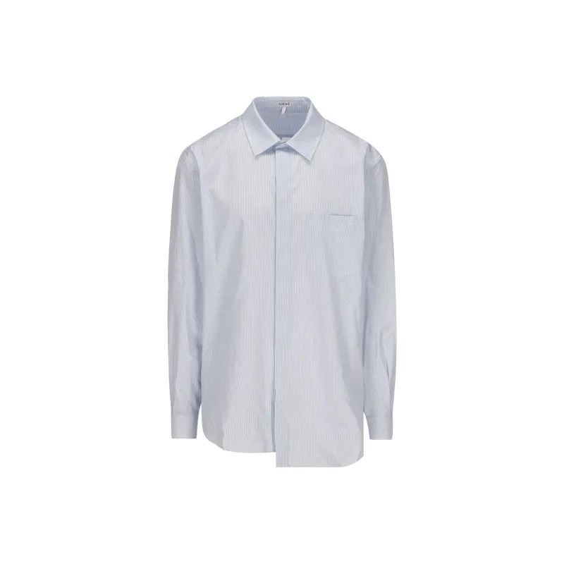 LOEWE Pinstriped Asymmetric Button Up Shirt-0