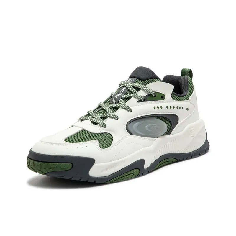 361° Jincheng Anti Slip Wear Resistant Low Top Skateboard Shoes Men's White Green-1