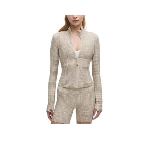 Lululemon Define Cropped Jacket Women's Light Ivory Mesh Glow Grid Light Ivory Multi