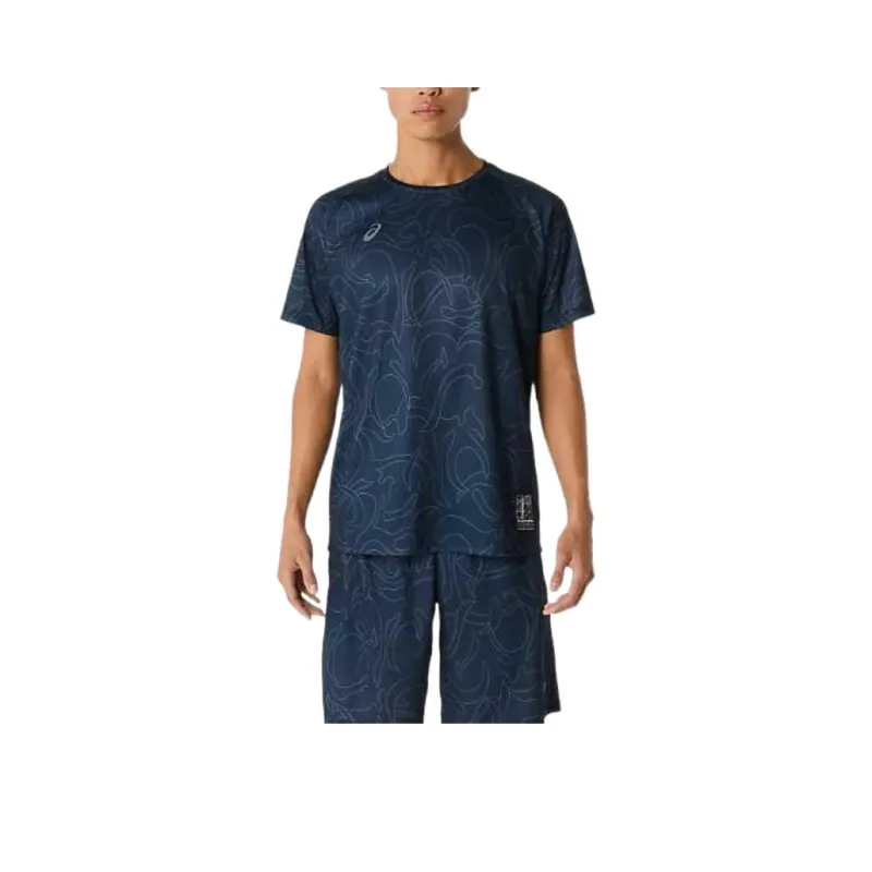 Asics T Shirts Men Blue Black-0