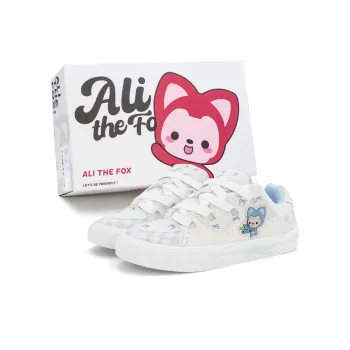 ALI THE FOX Low Top Skateboard Shoes Women's White Blue