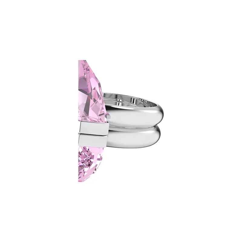 Swarovski Alloy Silver-Plated Gold-Plated Crystal Rings Women's Pink-2