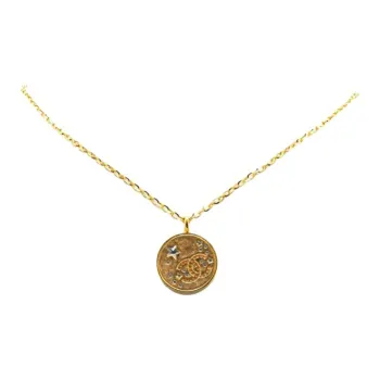 CHANEL 2024 Plated Cc Star Rhinestone Pendant Necklace Costume Necklace