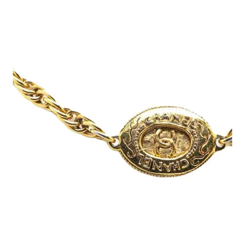 CHANEL 20th Century Plated Cc Medallion Necklace Costume Necklace-2