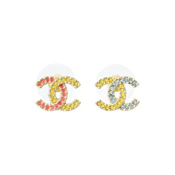CHANEL Colorful Rhinestone Cc Earrings