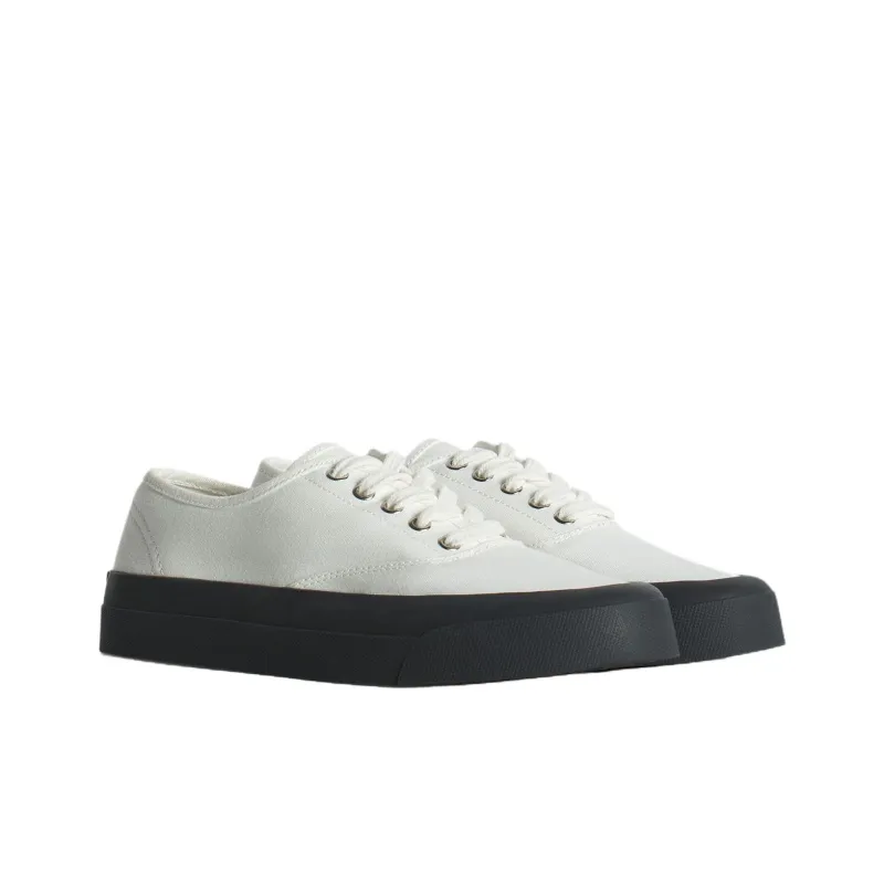 Maison Kitsune Low Top Canvas Shoes Men's White-2