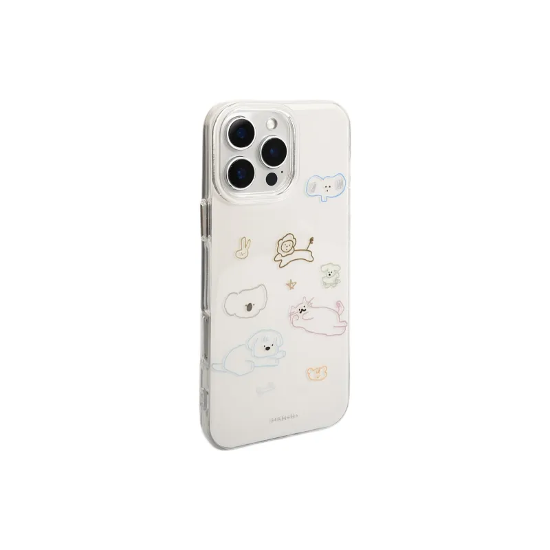 Wei Xin Acrylic Material Multicolor Line Animal Phone Cases Compatible With IPhone 16/15 Pro Max/Apple 13/14 Pro/Max-3