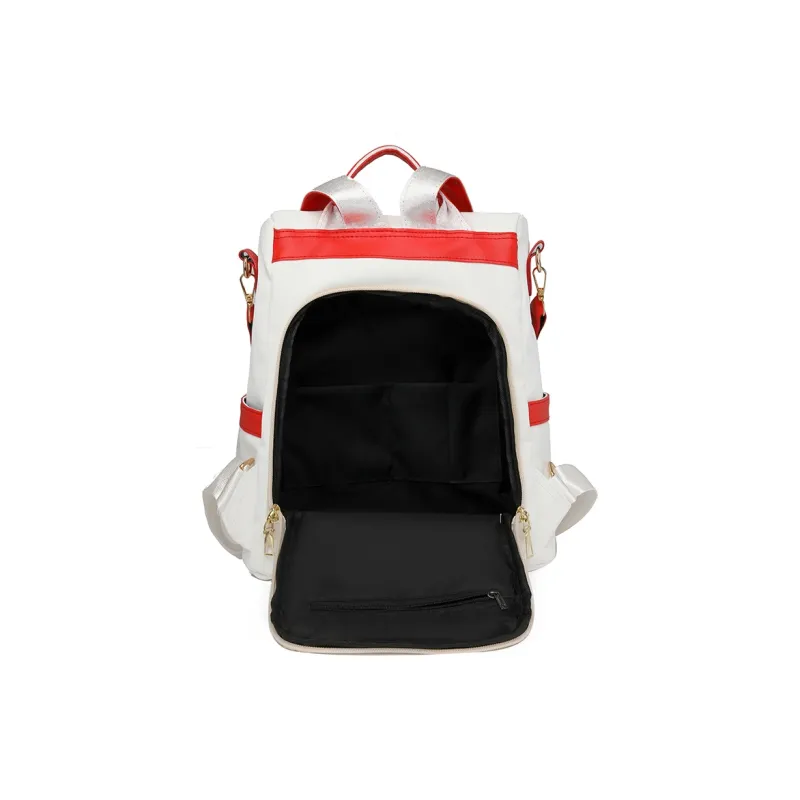Single Warehouse PU Backpack Regular Unisex Black & White/Black & Brown/Caramel/Blue/Red/Pink-17