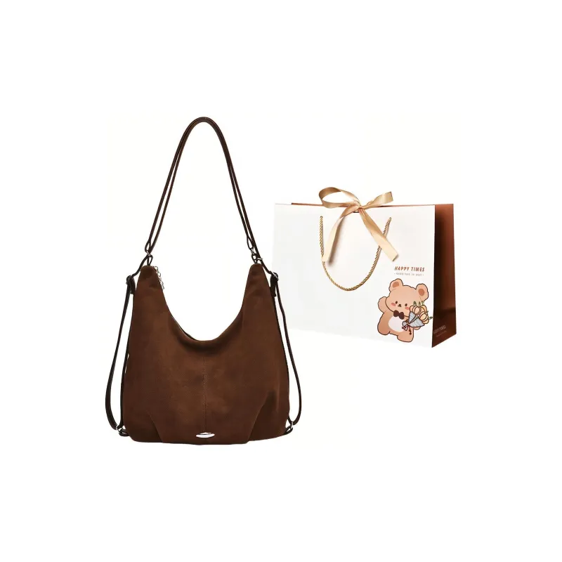 ERANGBEAR PU Double Shoulder Bag, Crossbody Bag Women's Black Coffee Brown Khaki-3